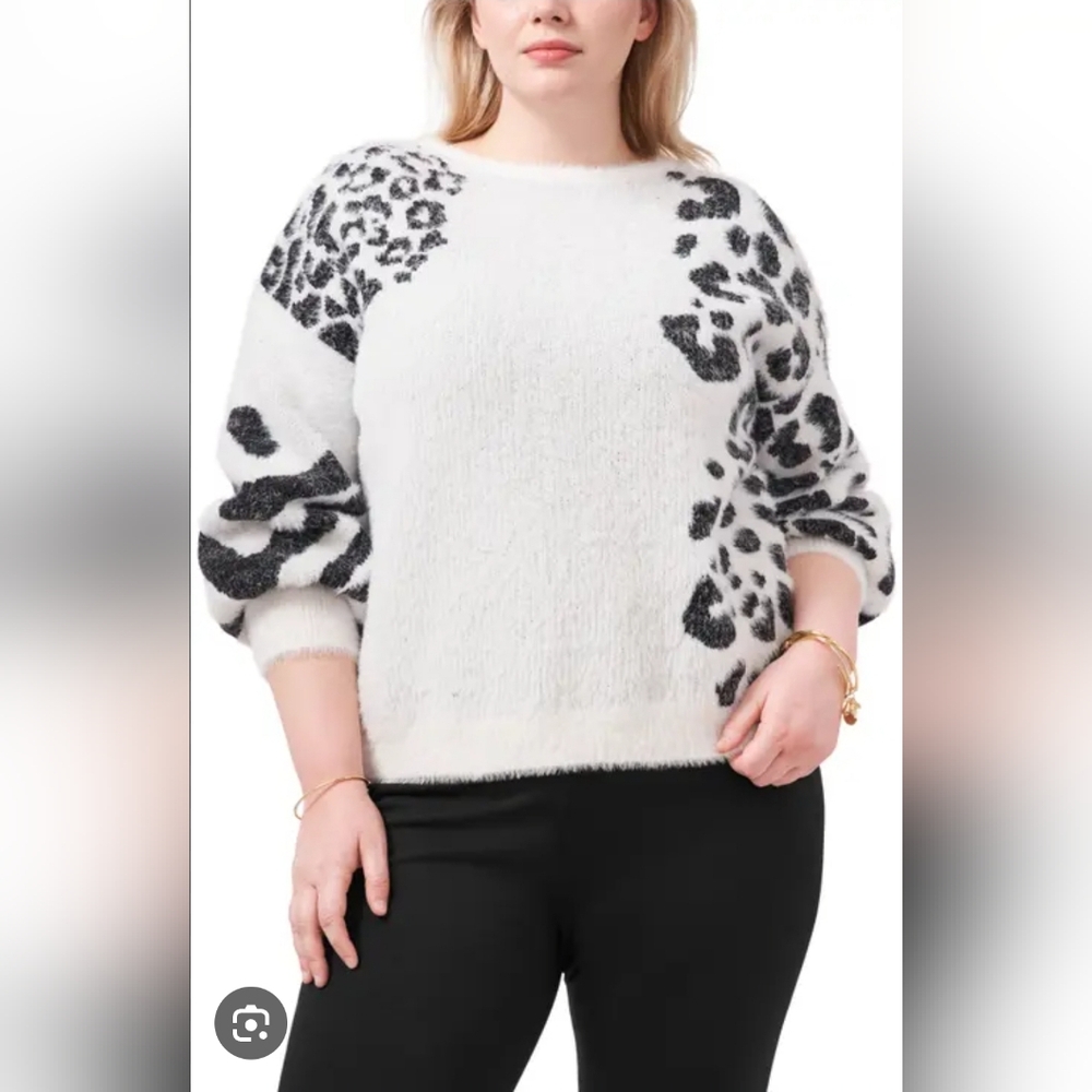 Vince Camuto Black and White Animal Print Sweater